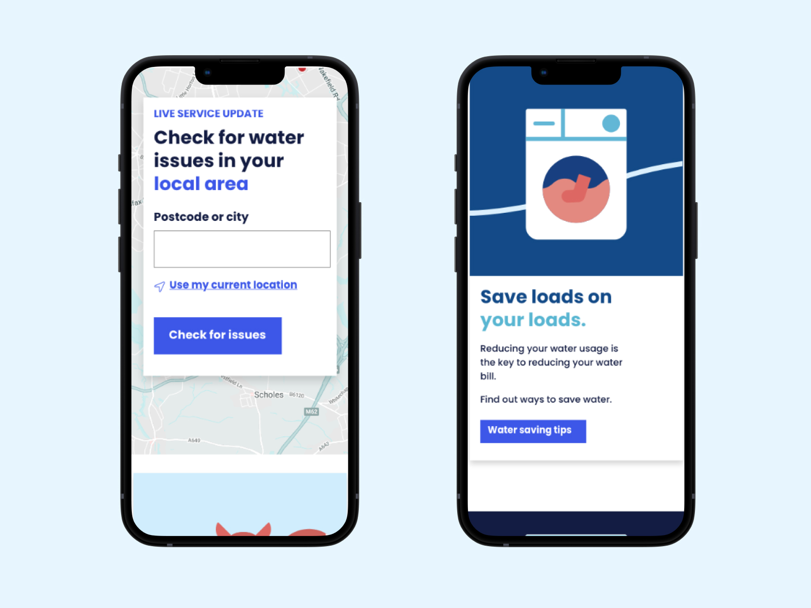 Mobile website leak checking and water usage advice