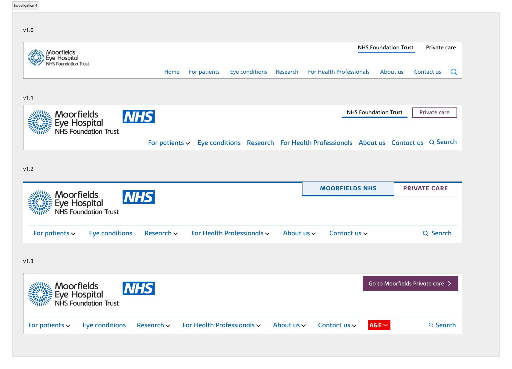 site switcher iterations